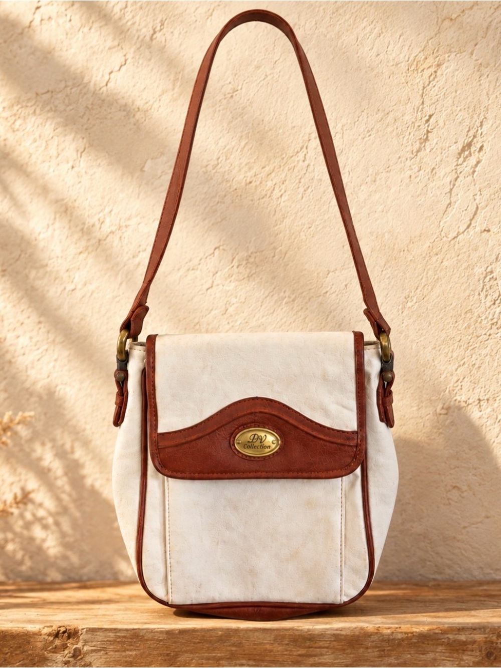 Vintage DV Collection Cream Brown Crossbody Bag Y2K Western